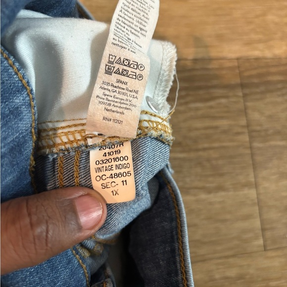 Vintage Spanx Jeans Wide Leg Indigo Blue Pull On High Rise 70s Flare Y2K - Picture 6 of 7